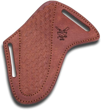 Leather Knife Sheath For Belt, Slanted Pancake Sheath, Tooled Leather Sheath, Beautiful CowBoy Bull Cutter Knife Cover 100% Real