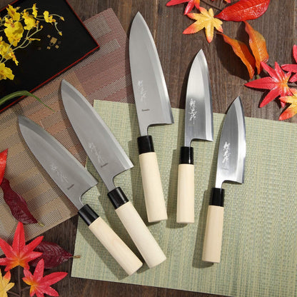 Japanese Sushi Fillet Best Sharp Kitchen Chef Knife Kigami(Yellow Steel)-No.2 D-Shape Magnolia Wood Handle, Deba 8.3-inch (210mm)