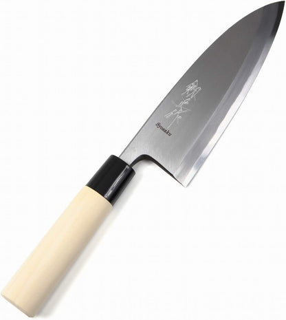 Japanese Sushi Fillet Best Sharp Kitchen Chef Knife Kigami(Yellow Steel)-No.2 D-Shape Magnolia Wood Handle, Deba 8.3-inch (210mm)
