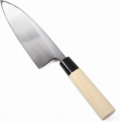 Japanese Sushi Fillet Best Sharp Kitchen Chef Knife Kigami(Yellow Steel)-No.2 D-Shape Magnolia Wood Handle, Deba 8.3-inch (210mm)