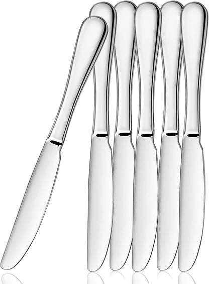 Dinner Knives Set, Stainless Steel Table Knife, Butter Spreder, 2/4/6 Pieces Mirror Polished Dinner Knife, Sturdy and Dishwasher Safe, Silverware Cutlery (6 Pcs)