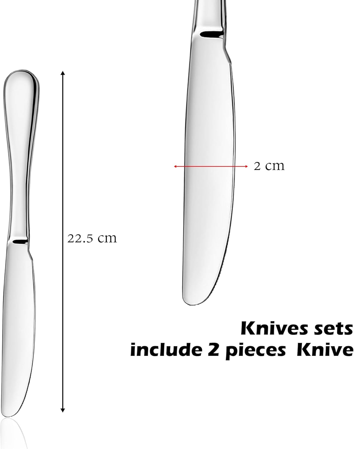 Dinner Knives Set, Stainless Steel Table Knife, Butter Spreder, 2/4/6 Pieces Mirror Polished Dinner Knife, Sturdy and Dishwasher Safe, Silverware Cutlery (6 Pcs)