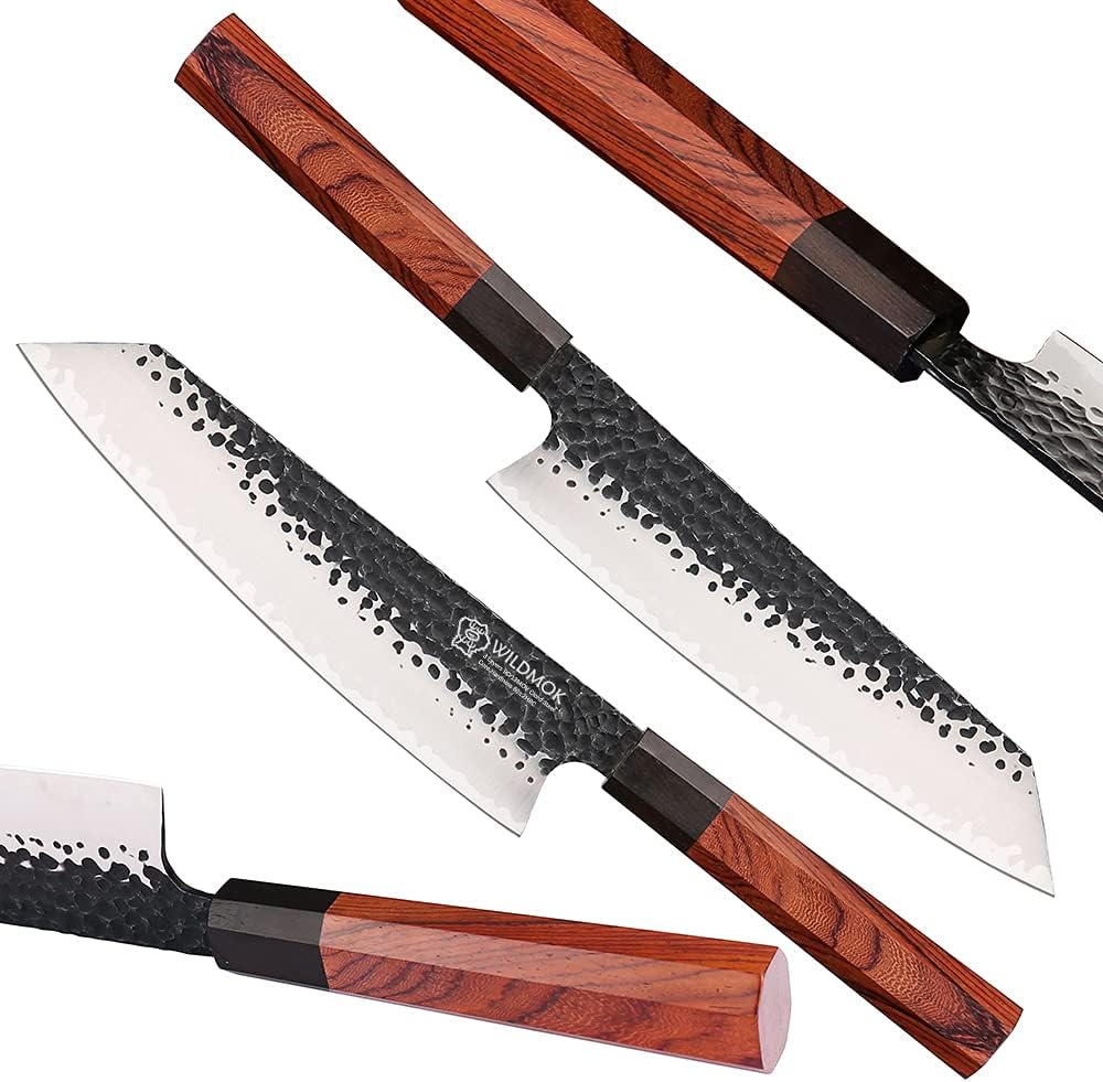 9 Inch Kiritsuke Chef Knife 3 Layers 9Cr18MoV Clad Steel, Forged Gyuto Kitchen Knife with Octagonal Handle - Jiao Series