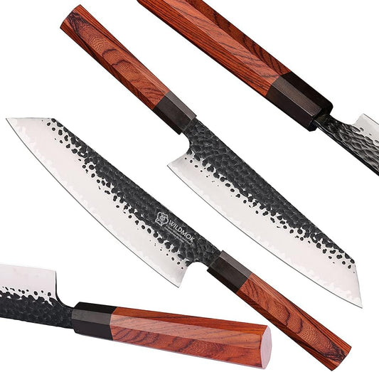 9 Inch Kiritsuke Chef Knife 3 Layers 9Cr18MoV Clad Steel, Forged Gyuto Kitchen Knife with Octagonal Handle - Jiao Series