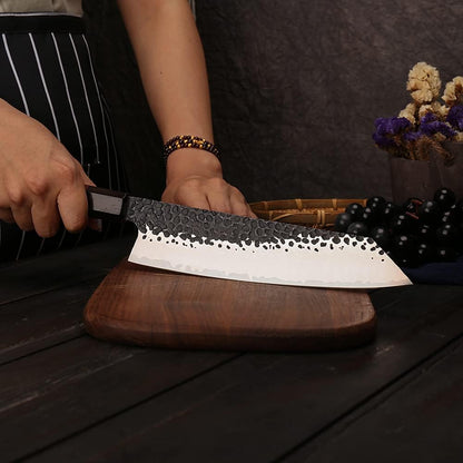 9 Inch Kiritsuke Chef Knife 3 Layers 9Cr18MoV Clad Steel, Forged Gyuto Kitchen Knife with Octagonal Handle - Jiao Series