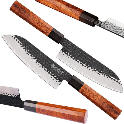 9 Inch Kiritsuke Chef Knife 3 Layers 9Cr18MoV Clad Steel, Forged Gyuto Kitchen Knife with Octagonal Handle - Jiao Series