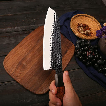 9 Inch Kiritsuke Chef Knife 3 Layers 9Cr18MoV Clad Steel, Forged Gyuto Kitchen Knife with Octagonal Handle - Jiao Series