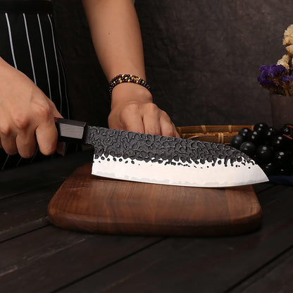 9 Inch Kiritsuke Chef Knife 3 Layers 9Cr18MoV Clad Steel, Forged Gyuto Kitchen Knife with Octagonal Handle - Jiao Series