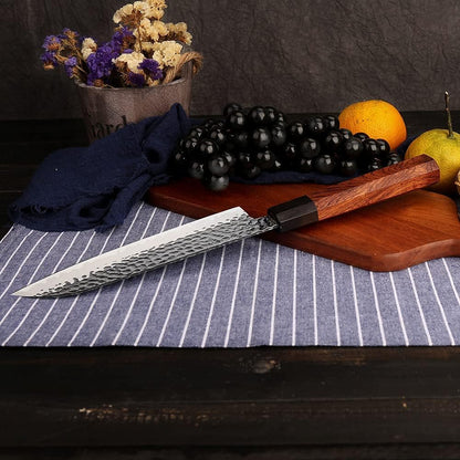 9 Inch Kiritsuke Chef Knife 3 Layers 9Cr18MoV Clad Steel, Forged Gyuto Kitchen Knife with Octagonal Handle - Jiao Series