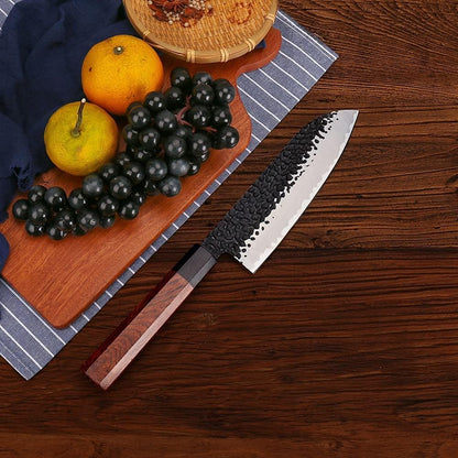 9 Inch Kiritsuke Chef Knife 3 Layers 9Cr18MoV Clad Steel, Forged Gyuto Kitchen Knife with Octagonal Handle - Jiao Series