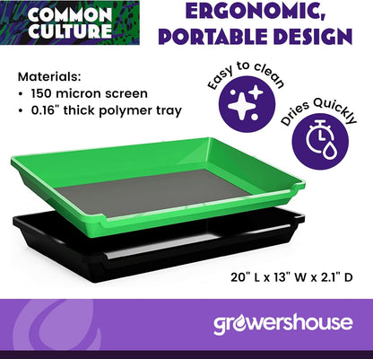 Trim Tray Kit with Trimming Tray 13" x 20", 150 Micron Pollen Screen, Bottom Harvest Bin, Scissors, Herb Plant Flower Dry Sifter Accessories and Supplies Set