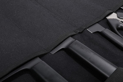 Chef's Travel Knife Case, Portable Knife Roll Bag For Men And Women, Waterproof Waxed Canvas, Strong Zipper, 5 Slots (Dark Green)