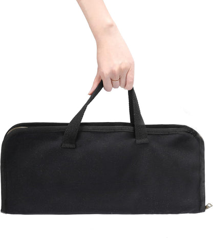 Chef's Travel Knife Case, Portable Knife Roll Bag For Men And Women, Waterproof Waxed Canvas, Strong Zipper, 5 Slots (Dark Green)