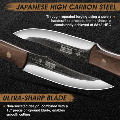 8PCS Butcher Kitchen Knife Set, Sharp Magnetic Knife Block Set | Hand Forged High Carbon Stainless Steel Chef Knives Set with Meat Cleaver Knife & Bone Chopper Knives Gift for Men