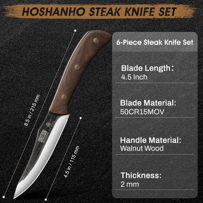 8PCS Butcher Kitchen Knife Set, Sharp Magnetic Knife Block Set | Hand Forged High Carbon Stainless Steel Chef Knives Set with Meat Cleaver Knife & Bone Chopper Knives Gift for Men