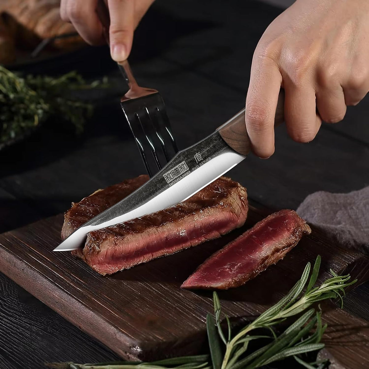 8PCS Butcher Kitchen Knife Set, Sharp Magnetic Knife Block Set | Hand Forged High Carbon Stainless Steel Chef Knives Set with Meat Cleaver Knife & Bone Chopper Knives Gift for Men