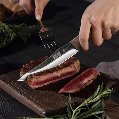 8PCS Butcher Kitchen Knife Set, Sharp Magnetic Knife Block Set | Hand Forged High Carbon Stainless Steel Chef Knives Set with Meat Cleaver Knife & Bone Chopper Knives Gift for Men