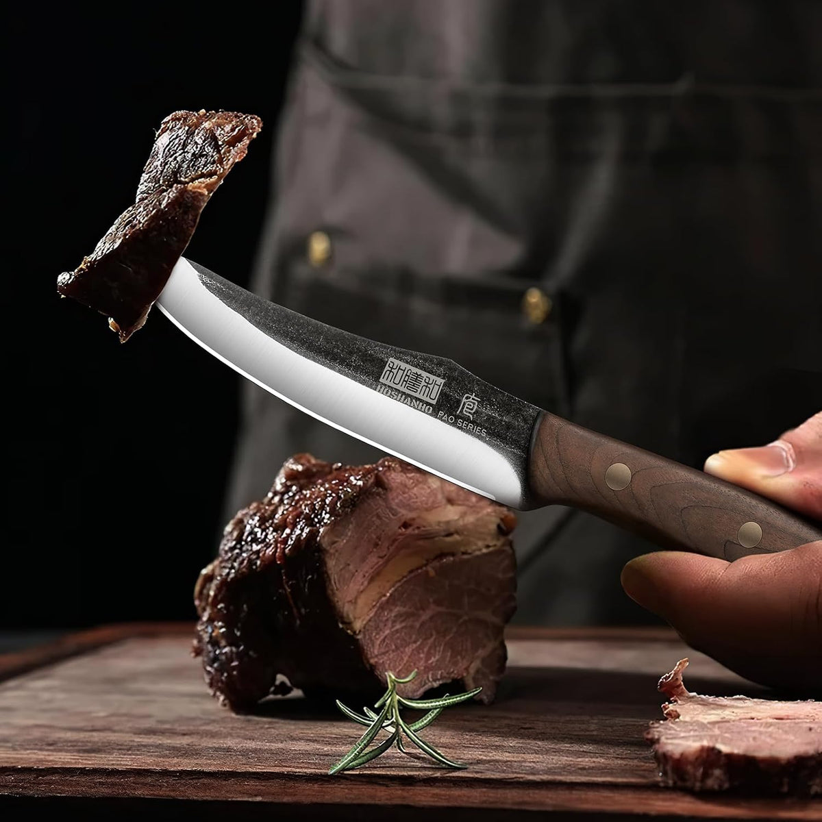 8PCS Butcher Kitchen Knife Set, Sharp Magnetic Knife Block Set | Hand Forged High Carbon Stainless Steel Chef Knives Set with Meat Cleaver Knife & Bone Chopper Knives Gift for Men