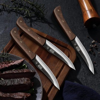 8PCS Butcher Kitchen Knife Set, Sharp Magnetic Knife Block Set | Hand Forged High Carbon Stainless Steel Chef Knives Set with Meat Cleaver Knife & Bone Chopper Knives Gift for Men