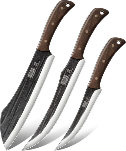8PCS Butcher Kitchen Knife Set, Sharp Magnetic Knife Block Set | Hand Forged High Carbon Stainless Steel Chef Knives Set with Meat Cleaver Knife & Bone Chopper Knives Gift for Men