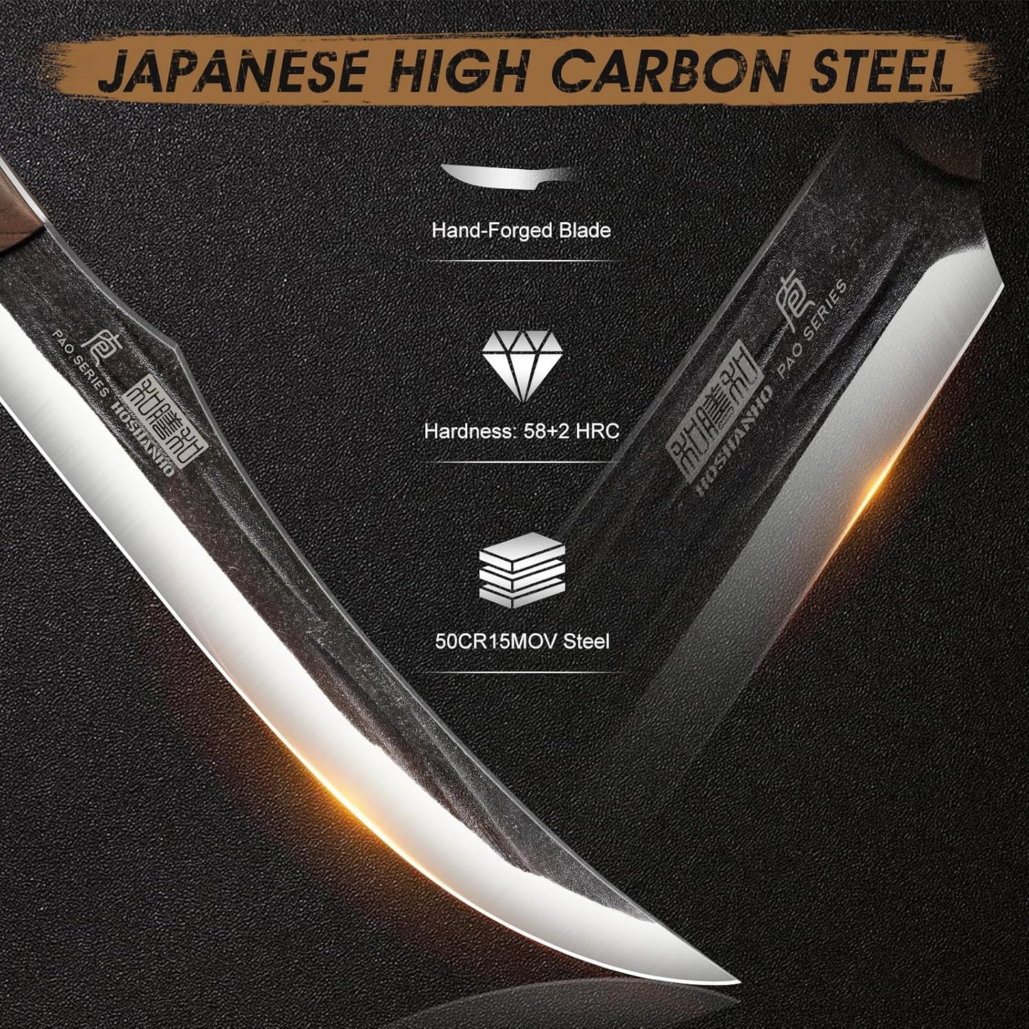 8PCS Butcher Kitchen Knife Set, Sharp Magnetic Knife Block Set | Hand Forged High Carbon Stainless Steel Chef Knives Set with Meat Cleaver Knife & Bone Chopper Knives Gift for Men