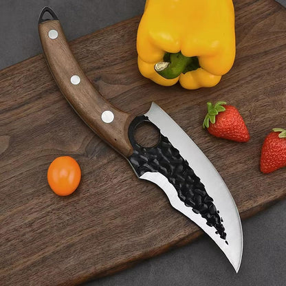 Handmade Forged Kitchen Knife 3 Pcs Professional Chef Knife Set, Hunting, BBQ Meat Knives for Cooking, Forged Kitchen Knife with High Carbon Stainless Steel Cutlery With Leather Sheaths