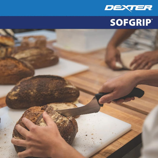 SG163-9SC-PCP SofGrip (24423) Sandwich Knife, 9", Offset, Scalloped Edge, Stain-Free, high-Carbon Steel, Non-Slip, White, Soft Rubber Grip Handle, Perfect Cutlery Packaging