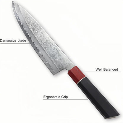 8.6" Japanese Gyuto Chef Knife, Sharp Damascus Professional Kitchen Knife with Full Tang G10 Handle for Restaurant and Home Cooking BBQ