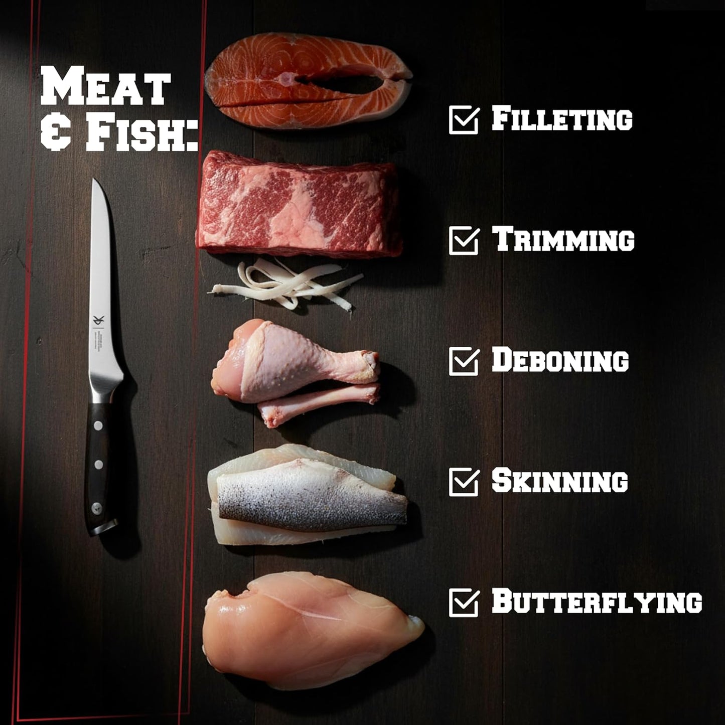 10” Butcher Breaking Knife for Meat Cutting, BBQ Brisket | With Sheath, Ultra Sharp, Premium German Steel, Granton Edge, Full Tang Ergonomic Handle.Great Carving Slicing & Fillet Knife