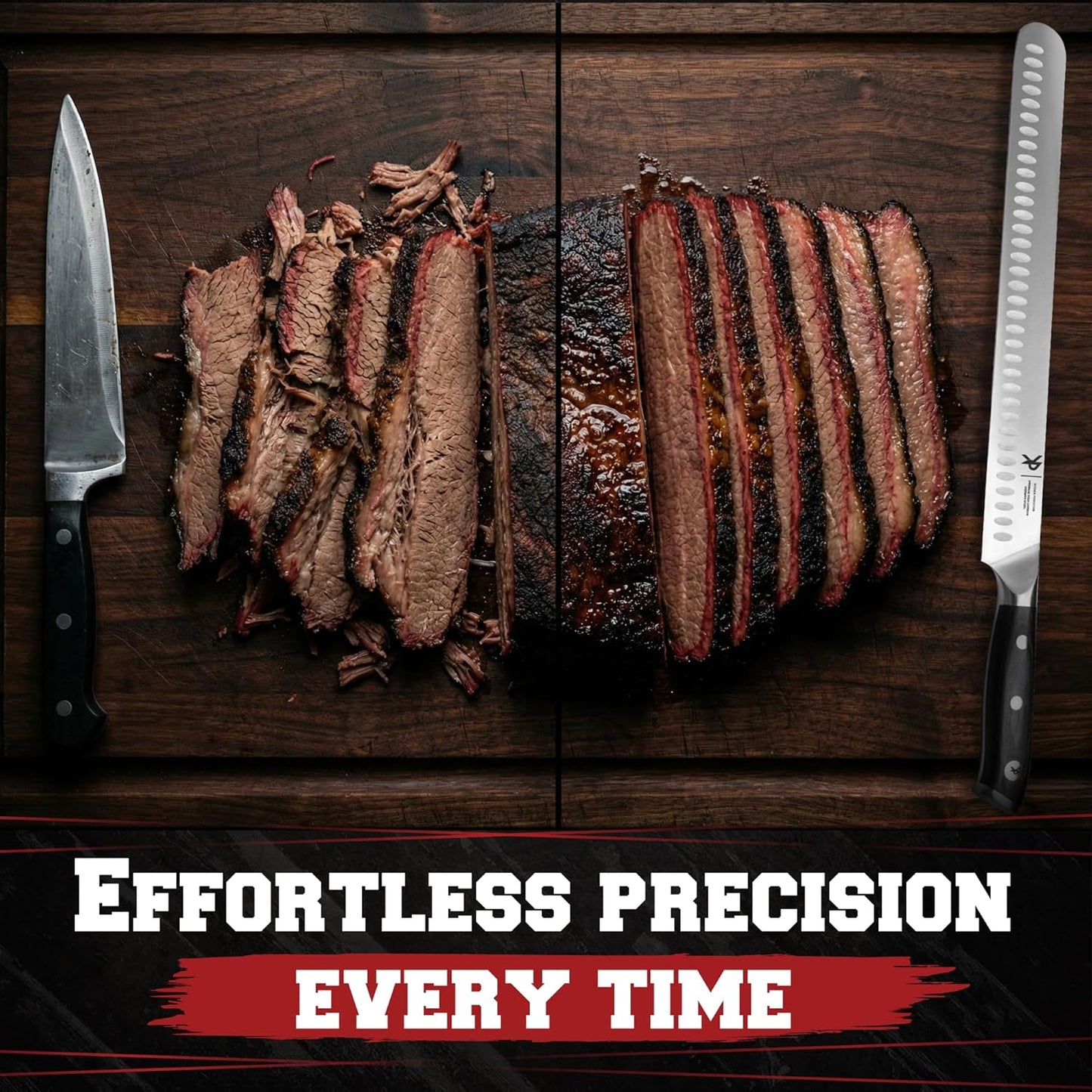 10” Butcher Breaking Knife for Meat Cutting, BBQ Brisket | With Sheath, Ultra Sharp, Premium German Steel, Granton Edge, Full Tang Ergonomic Handle.Great Carving Slicing & Fillet Knife