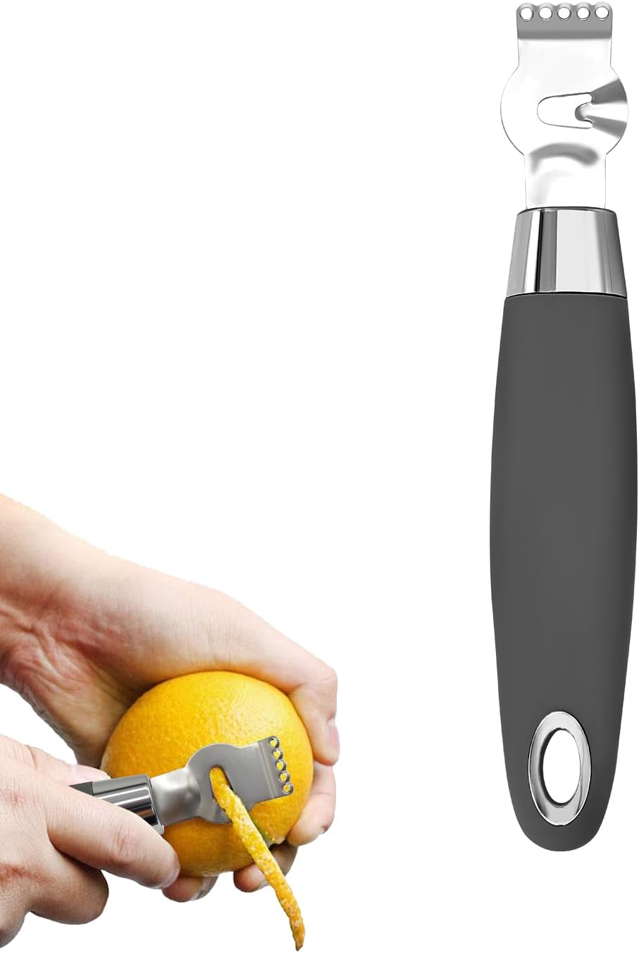 Channel Knife for Cocktails, Lemon Twist Tool and Citrus Peeler, Orange Peeler for Old Fashioned, Stainless Steel Bar Peeler with Walnut Handle for Home Bar Garnishes