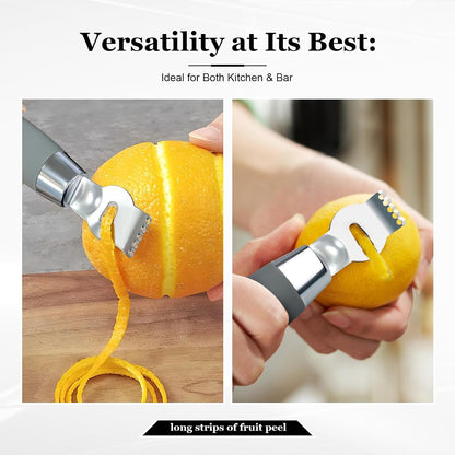 Channel Knife for Cocktails, Lemon Twist Tool and Citrus Peeler, Orange Peeler for Old Fashioned, Stainless Steel Bar Peeler with Walnut Handle for Home Bar Garnishes