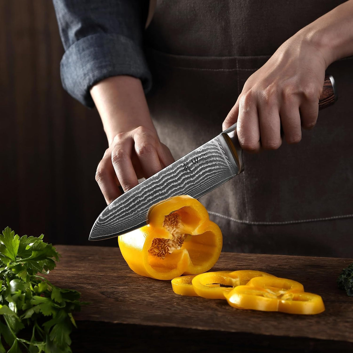 EDIB 4-Piece Damascus Kitchen Knife Set, Elegant Wooden Gift Box