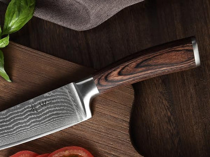 EDIB 4-Piece Damascus Kitchen Knife Set, Elegant Wooden Gift Box