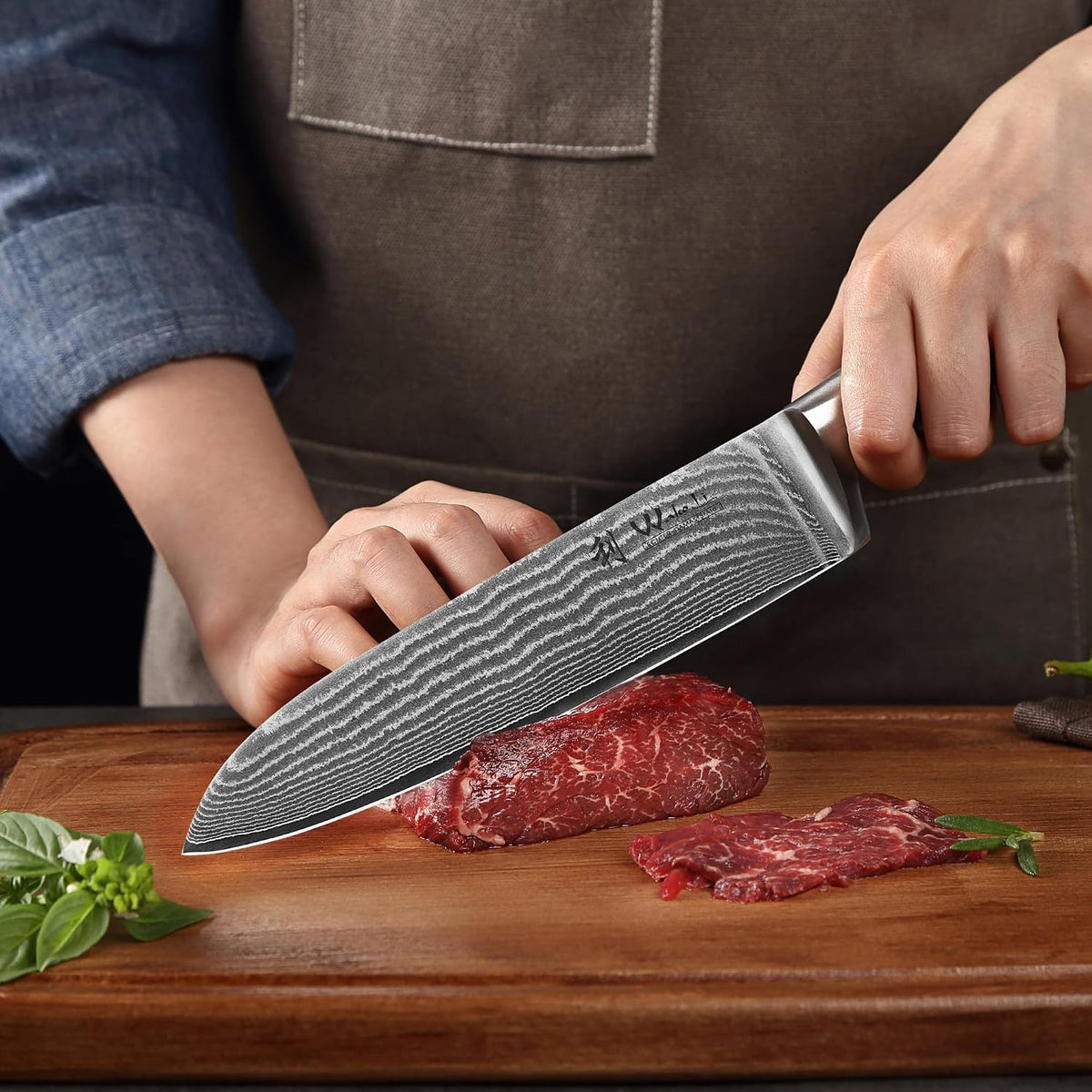 EDIB 4-Piece Damascus Kitchen Knife Set, Elegant Wooden Gift Box