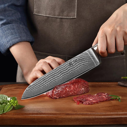 EDIB 4-Piece Damascus Kitchen Knife Set, Elegant Wooden Gift Box