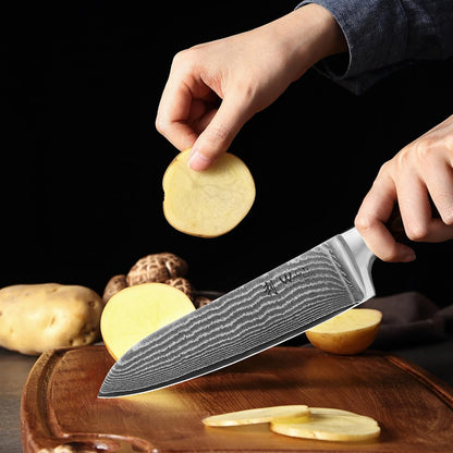 EDIB 4-Piece Damascus Kitchen Knife Set, Elegant Wooden Gift Box