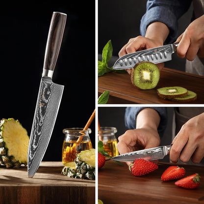 EDIB 4-Piece Damascus Kitchen Knife Set, Elegant Wooden Gift Box