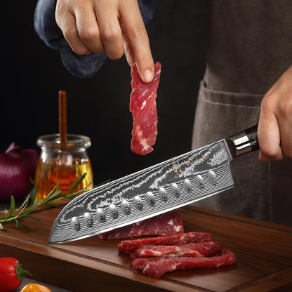 EDIB 4-Piece Damascus Kitchen Knife Set, Elegant Wooden Gift Box
