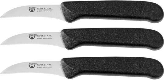 fruit knife, set of 3, stainless steel blade, black handles, super sharp edge