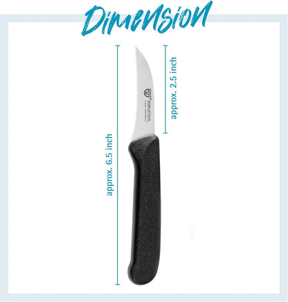 fruit knife, set of 3, stainless steel blade, black handles, super sharp edge