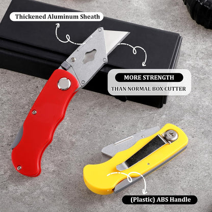 16 Pcs Folding Utility Knife 4 Color Retractable Box Cutter with 40pcs Extra Blades Heavy Duty Utility Knives for Cartons, Cardboard and Boxes