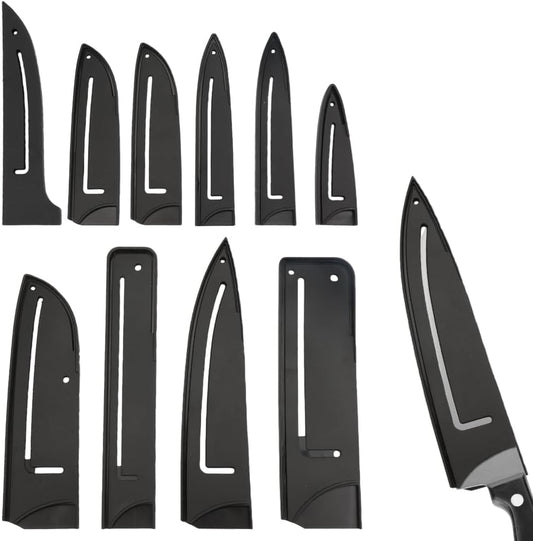 Safety Knife Cover Sleeves, 10 Pack Knife Sheath, Knife Edge Guards Blade for Ceramic Kitchen Paring Bread Knife, Kitchen Universal Knife Sheath, for Professional Chefs, Black, 8 Sizes