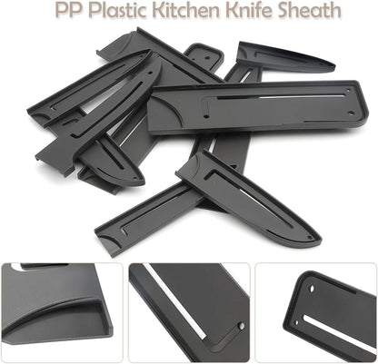 Safety Knife Cover Sleeves, 10 Pack Knife Sheath, Knife Edge Guards Blade for Ceramic Kitchen Paring Bread Knife, Kitchen Universal Knife Sheath, for Professional Chefs, Black, 8 Sizes
