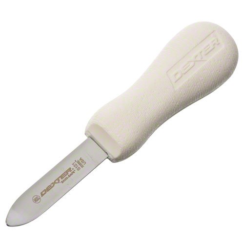 S121 Sani-Safe (10843) Oyster Knife, 2-3/4", New Haven pattern, DEXSTEEL stain-free, high-carbon steel, non-slip, textured, polypropylene white handle, NSF Certified‍‌‌‌‌‍‌