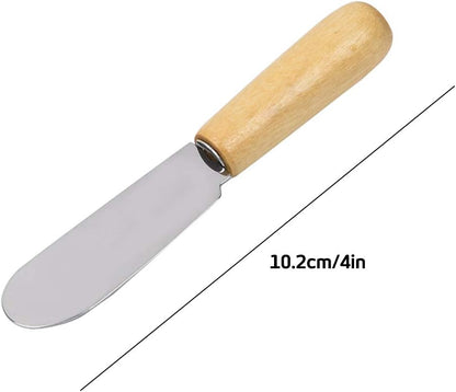 10-Pack Wood Handle Butter Spreader, 4 Inch, Sandwich Cream Cheese Condiment Knives with Ergonomic Handle