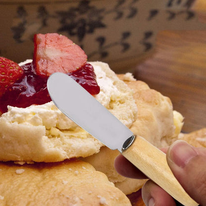 10-Pack Wood Handle Butter Spreader, 4 Inch, Sandwich Cream Cheese Condiment Knives with Ergonomic Handle