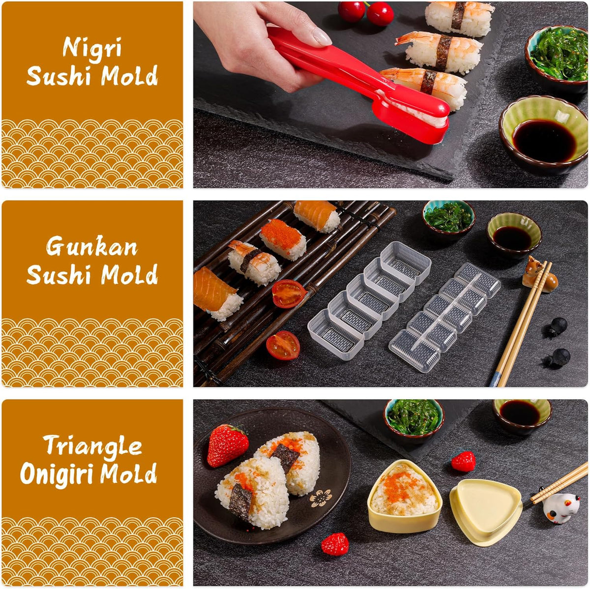Tamagoyaki Pan Set, 12-in-1 Japanese Omelette Pan, 5x7 Inches | with Spatula, Bamboo Mat, Knife, Sushi Accessories, Deluxe Cookware