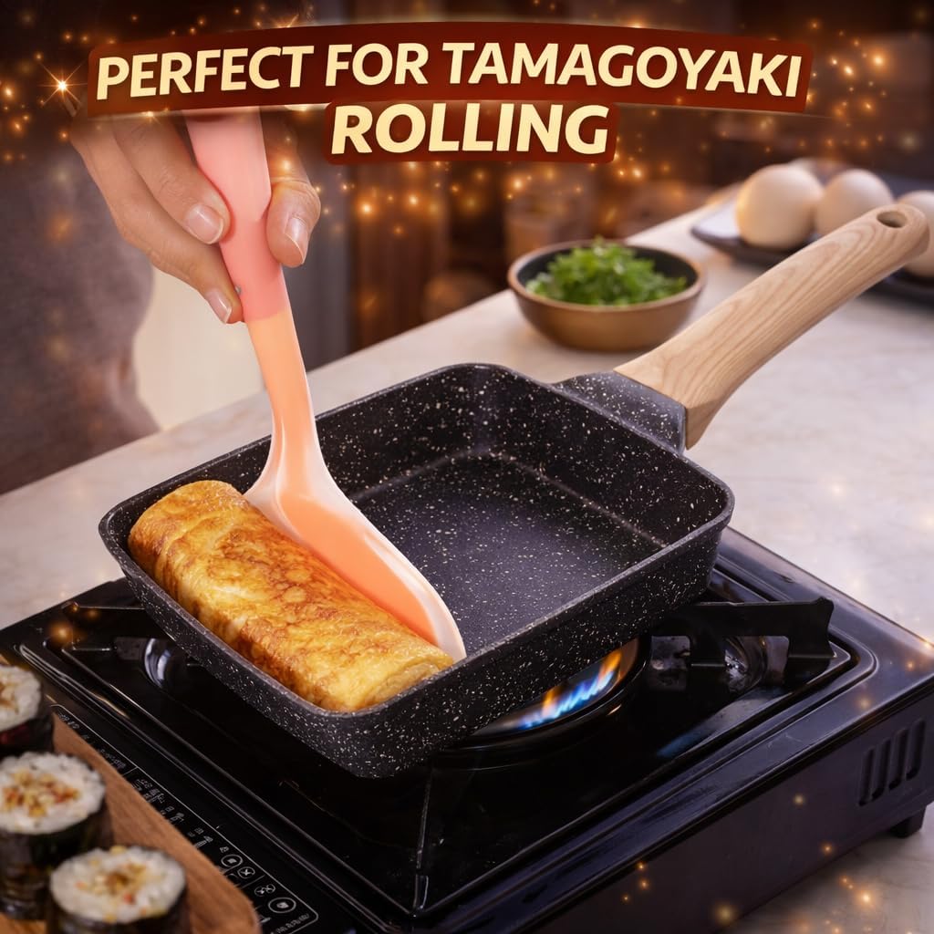 Tamagoyaki Pan Set, 12-in-1 Japanese Omelette Pan, 5x7 Inches | with Spatula, Bamboo Mat, Knife, Sushi Accessories, Deluxe Cookware