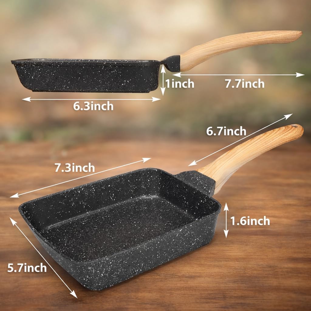Tamagoyaki Pan Set, 12-in-1 Japanese Omelette Pan, 5x7 Inches | with Spatula, Bamboo Mat, Knife, Sushi Accessories, Deluxe Cookware